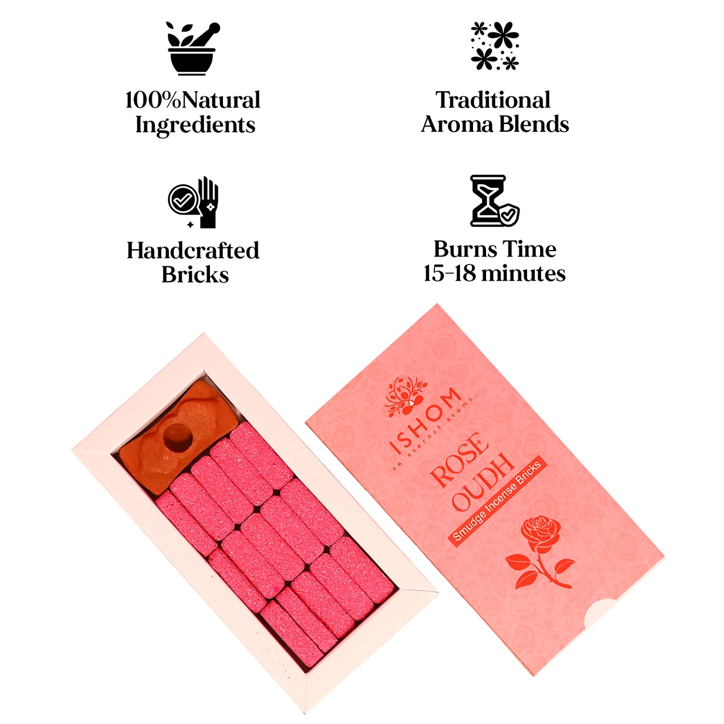 Ishom Rose Oudh Smudge Incense Bricks