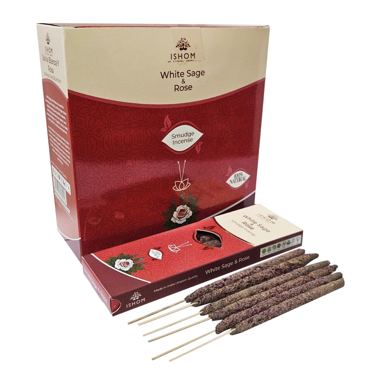 White Sage & Rose Smudge Incense Sticks