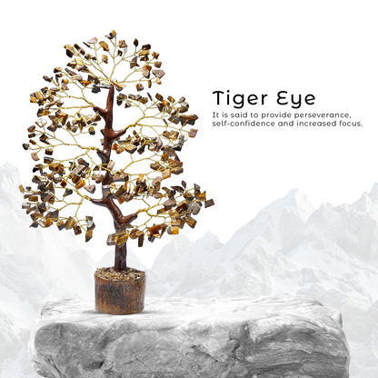 Tiger Eye Crystal Healing Gemstone Tree | For Decision Making