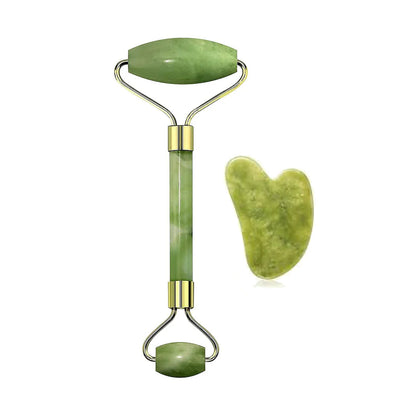 Jade Face Massage Roller with Gua Sha Set