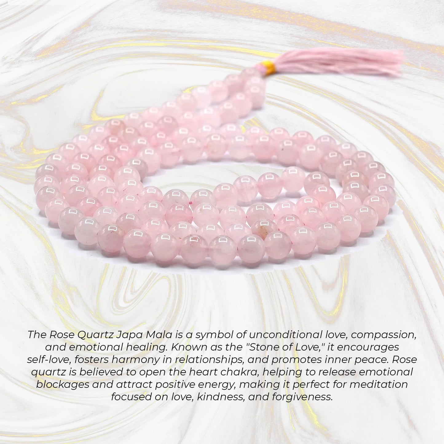 Rose Quartz Jaap Mala 108 Beads