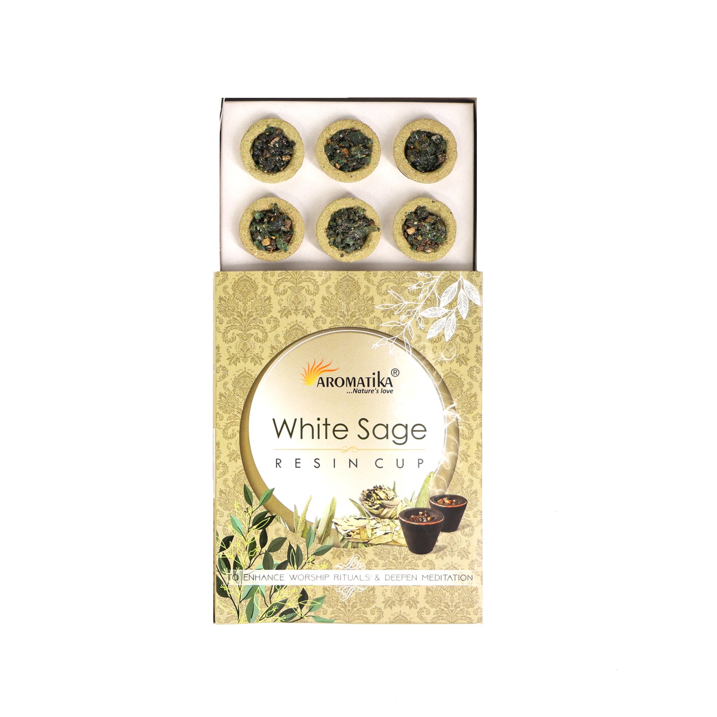 White Sage Resin Cups Open Box